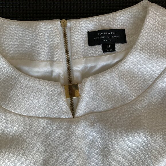 NWT 4P White Tahari Dress with Gold Accents - Picture 2 of 4